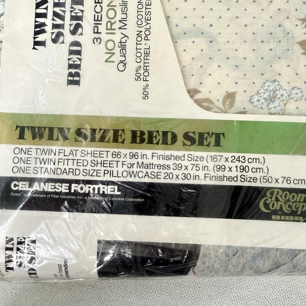 Vintage Bibb Room Concepts Swiss Ribbon Twin Bed 3 Piece Sheet Set New Sealed - Picture 10 of 15